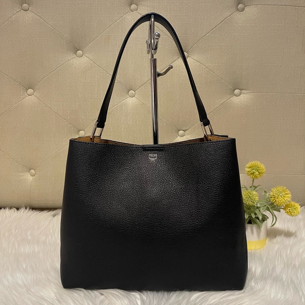 MCM Black Leather Shoulder Bag